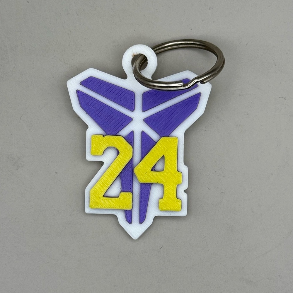 Kobe Bryant Purple and Yellow Keychain with Number 24